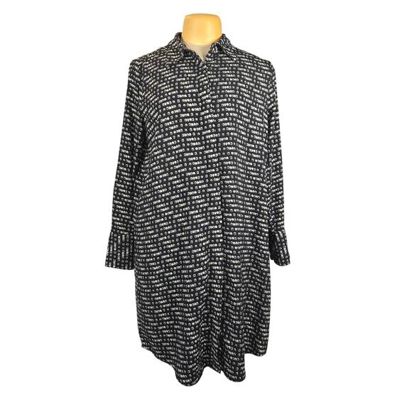 Prologue Womens XL Hi Low Shirt Dress Button Front Minimalist Casual Geometric - Picture 1 of 10